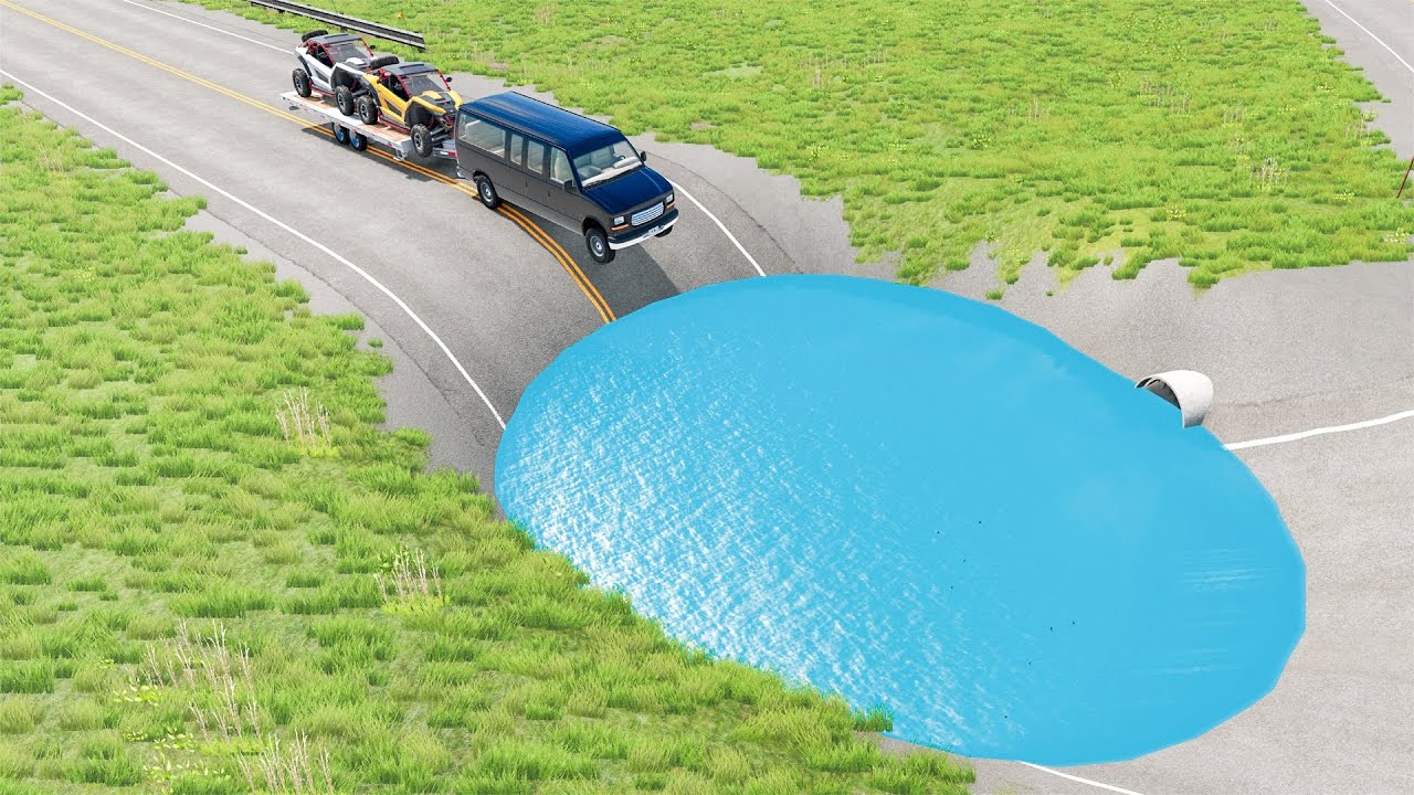 Mobil Vs Giant Pit Accident #103 - BeamNG Drive - YouTube