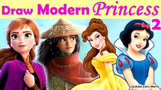 Art Challenges - Draw Disney Princess as Modern Girls Part 2 | Mei Yu + Fan Coloring Showcase screenshot 4