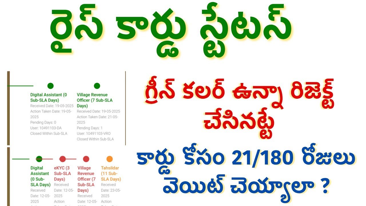 రైస్ కార్డు కోసం ఎన్ని రోజులు ఆగాలి ? - స్టేటస్ లో గ్రీన్ కలర్ ఉన్నా రిజెక్ట్ చేసినట్టే !