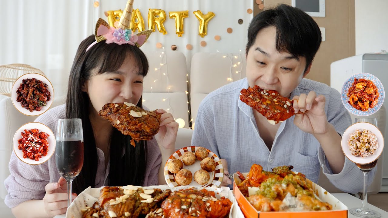 [먹방 브이로그] 오늘은 영화보면서 치킨 파티 하는 날🎉핵재미 핵행복💖치요남 치킨 먹방 :D