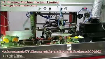 4 colors automatic UV silkscreen printing machines on flat bottles model S 104M