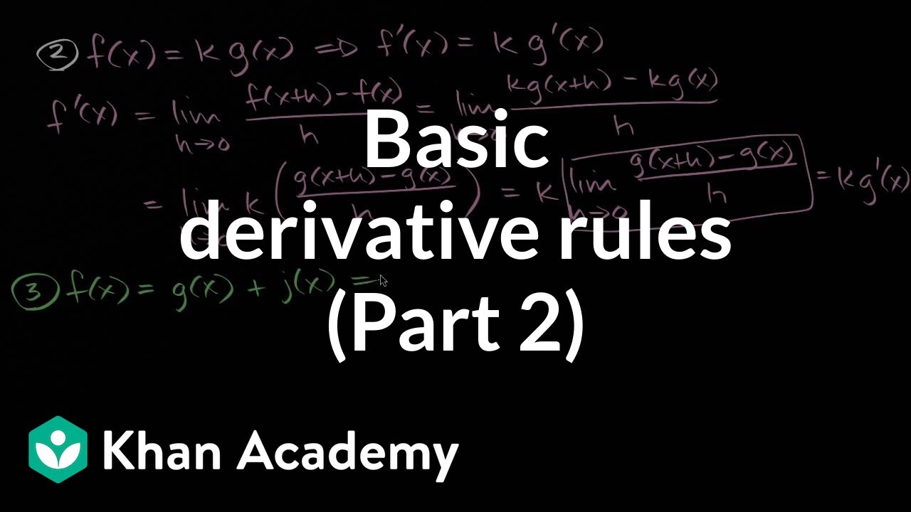 Basic Derivative Rules Part 2 Video Khan Academy