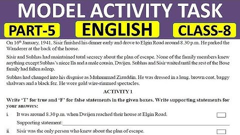 Part 5 Model Activity Task Class 8 English  August 2021 || Class 8 Model Activity Task || My পাঠশালা