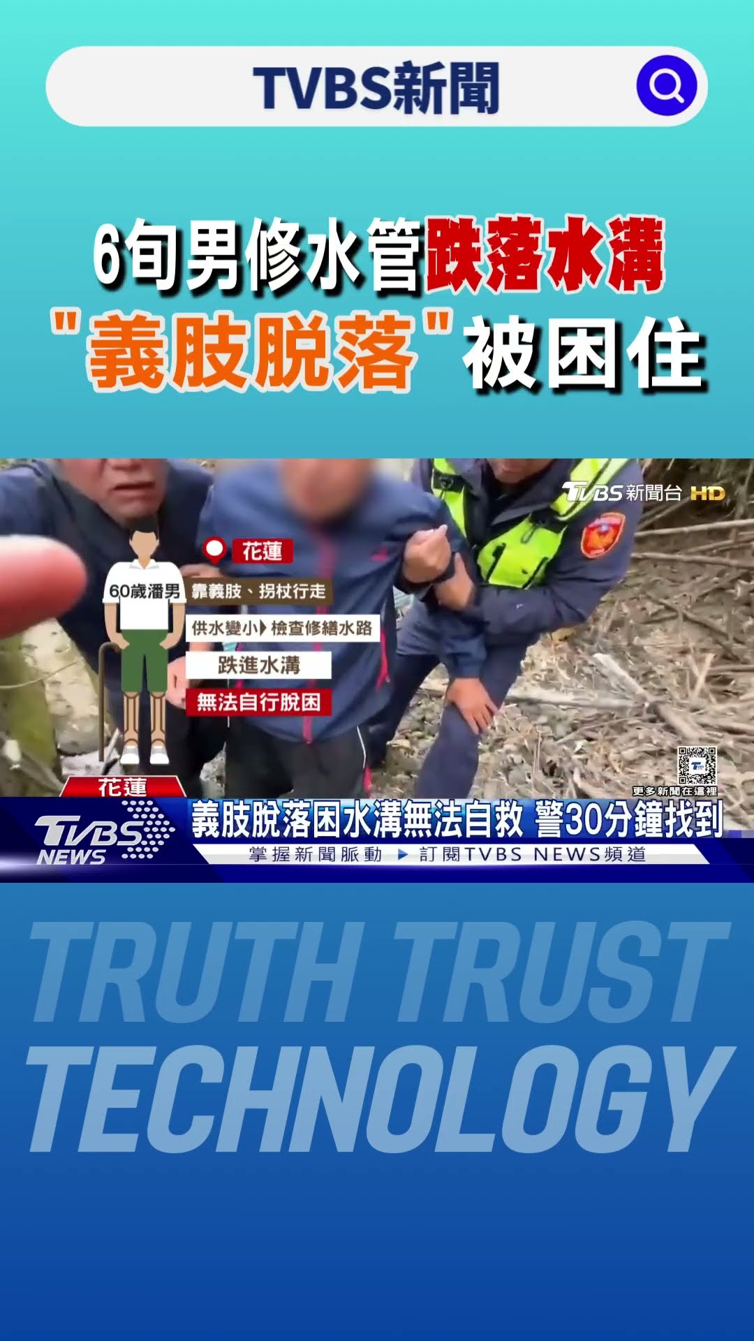 6旬男修水管跌落水溝 「義肢脫落」被困住｜TVBS新聞 @TVBSNEWS01