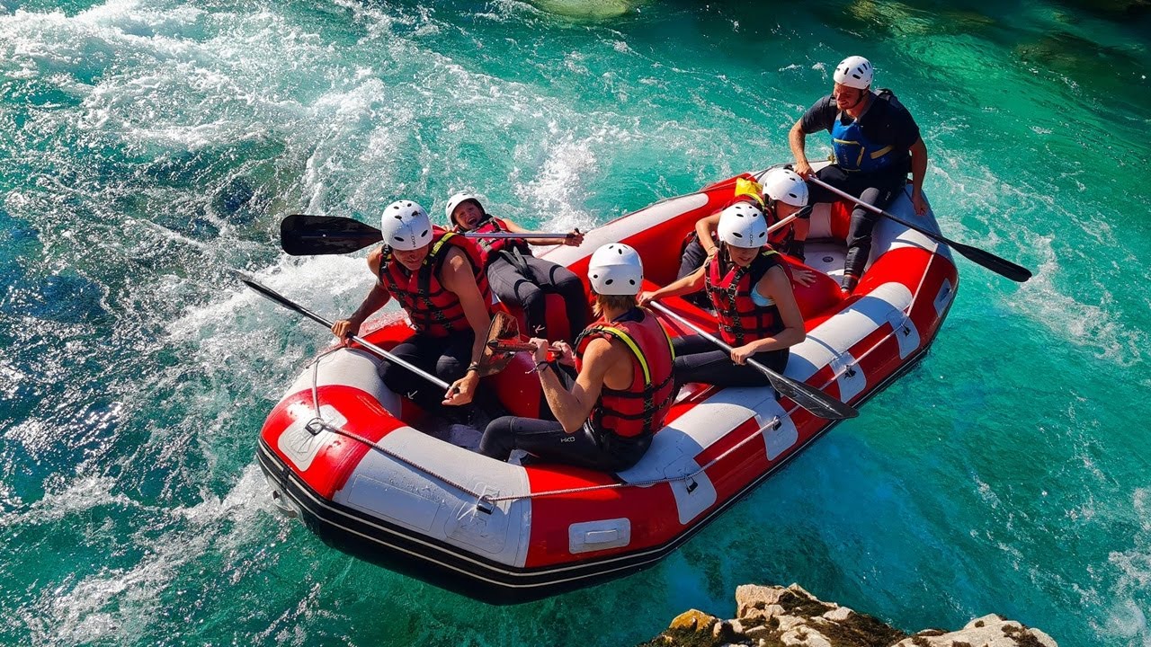 EPIC Whitewater Rafting on the Soča River in Bovec, Slovenia - Crystal Clear EMERALD Blue Water