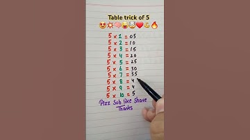 Table trick of 5🤩💥😜❤ #maths #table #shorts #mathstricks #tabletrick #multiplication #trending #math