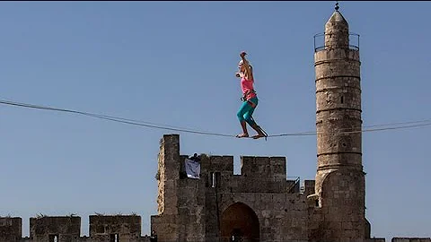 Heather Larsen completes daring slackline at Jerus...