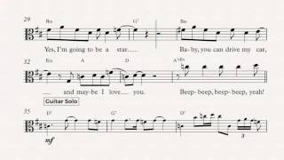 Viola - Drive My Car - The Beatles Sheet Music, Chords, and Vocals