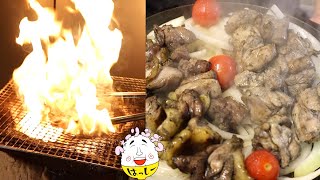 【五反田】豪快！炎を上げて作る宮崎じとっこの作り方を店主から伝授【五反田@鶏料理きむら】飯テロ How to make Japanese food Yakitori.