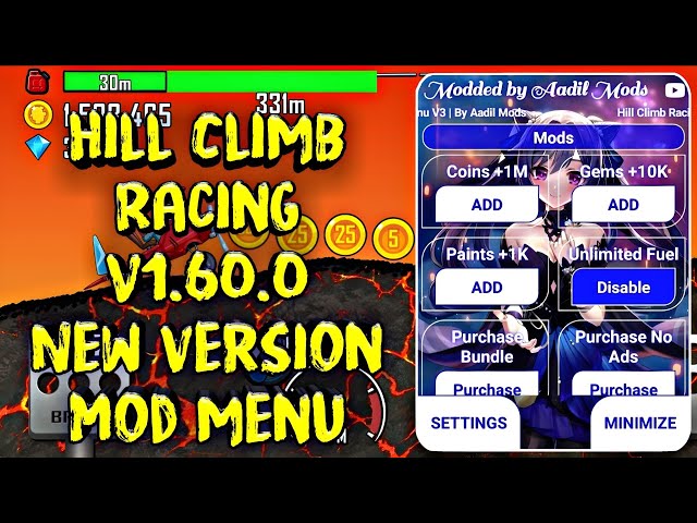 Hill Climb Racing Mod Apk v1.60.0 Unlimited Money Diamond and Fuel Download