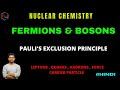 Fermions and bosons  paulis exclusion principle  nuclear chemistry  particle physics  chemistry