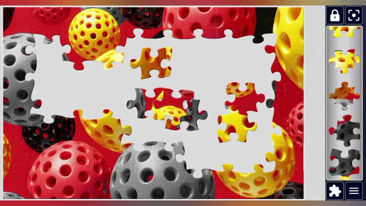 Dynamic 3D Sphere Array on Red👍🎉🧩// amazing jigsaw puzzle 🧩//