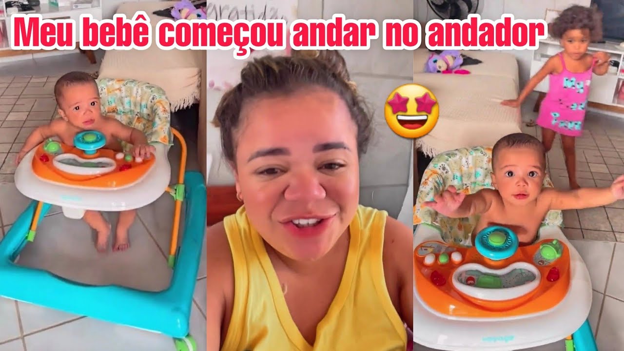 🤩Bebê de Joyce aprendendo andar no ANDADOR