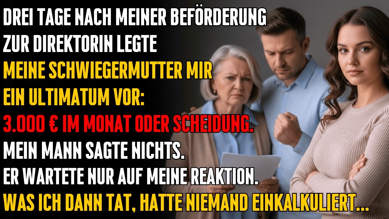 Ich wurde befördert 🤑 Meine Schwiegermutter sagte: „2.800 € im Monat – oder Scheidung“ 😏 Ich habe…