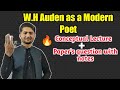 W H Auden as a poet in hindi and urdu| Modern Poetry | Auden as modern poet