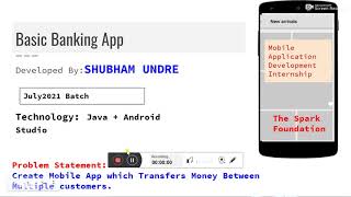 Basic Banking App | Internship Task1 | The Spark Foundation