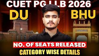 CUET PG LLB 2026 Seat Matrix 📊 | DU &amp; BHU Category Wise Seats Details | How Many Seats Released?