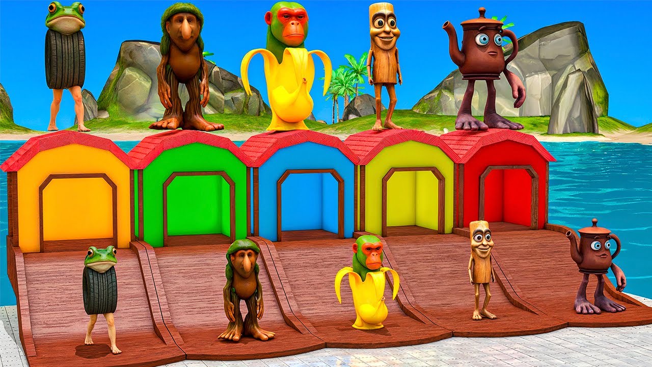 Long Slide Game With Elephant Gorilla Buffalo Hippopotamus Tiger 3d Animal Game Funny 3d Animals