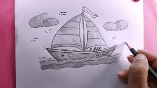 how to draw a sail boat easy/sail boat drawing