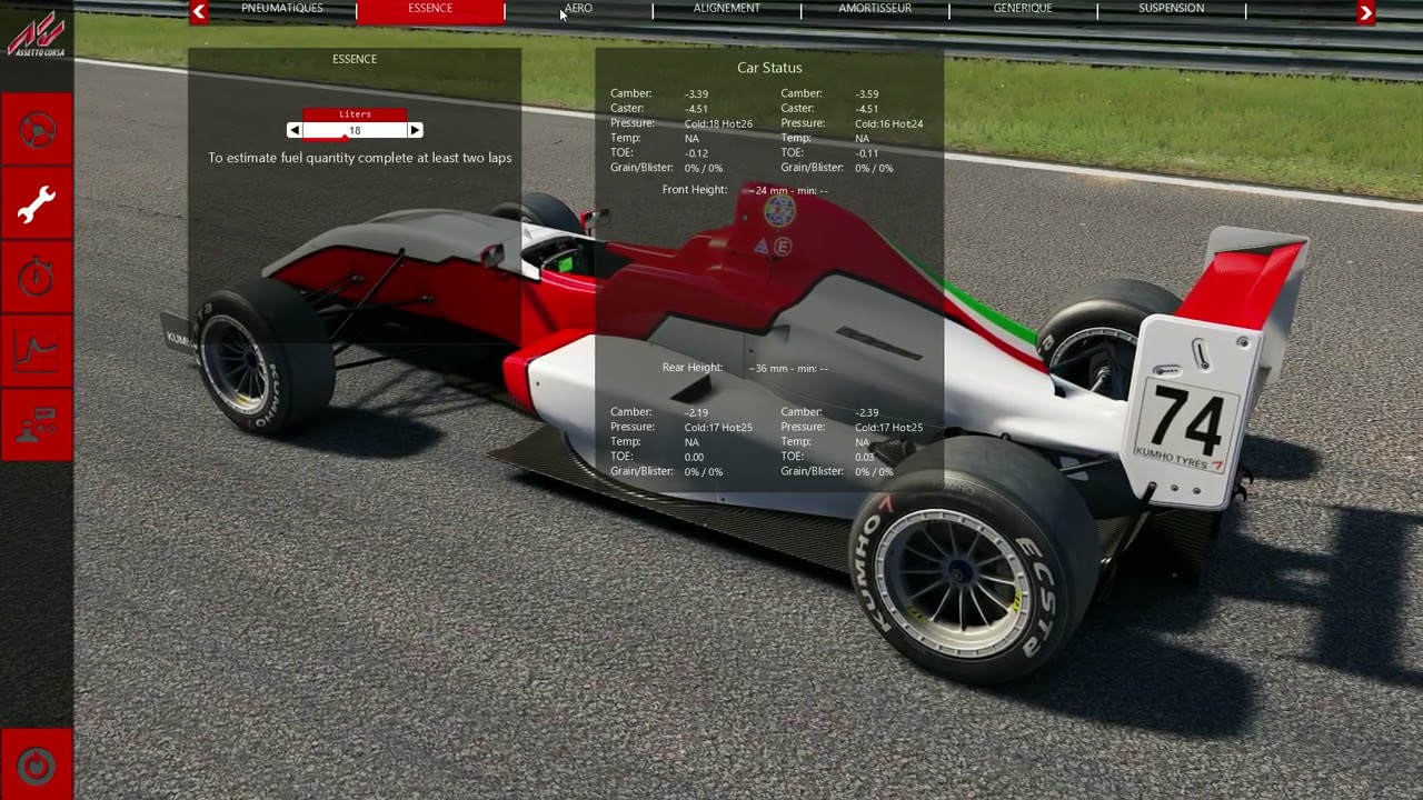 TATUUS FA01, MONZA, SETUP, FOR 7 LAPS OF THE TRACK IN COMPETITION, AC