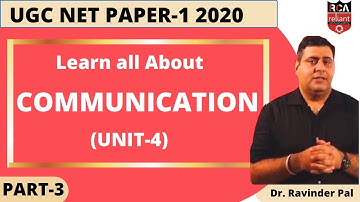 Learn All About the Communication for UGC NTA NET June 2020 (Part - 3) | Reliant Commerce Academy