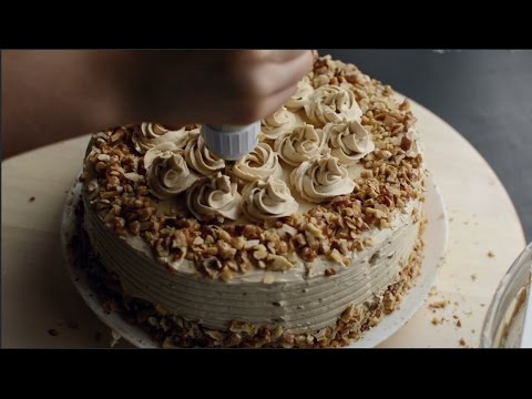 Walnut Cake with Brown Sugar Swiss Meringue Frosting