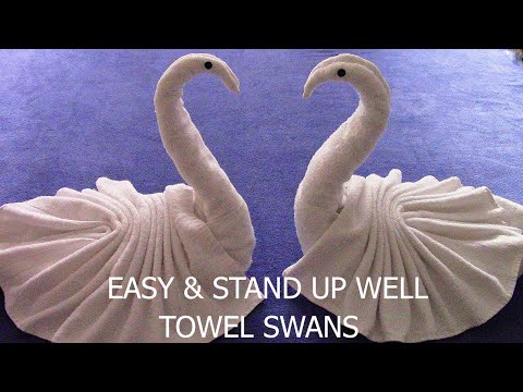 HOW TO MAKE A TOWEL SWAN THAT STANDS UP WELL; TOWEL ART [TOWEL ORIGAMI]; TOWEL ANIMAL SWAN FOLDING