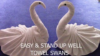 HOW TO MAKE A TOWEL SWAN THAT STANDS UP WELL; TOWEL ART [TOWEL ORIGAMI]; TOWEL ANIMAL SWAN FOLDING