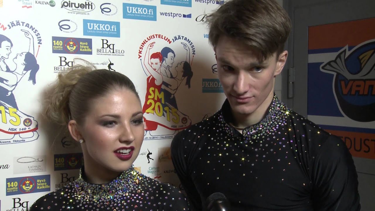 Jäätanssin SM-mitalistit Olesia Karmi - Max Lindholm ja Cecilia Törn - Jussiville Partanen