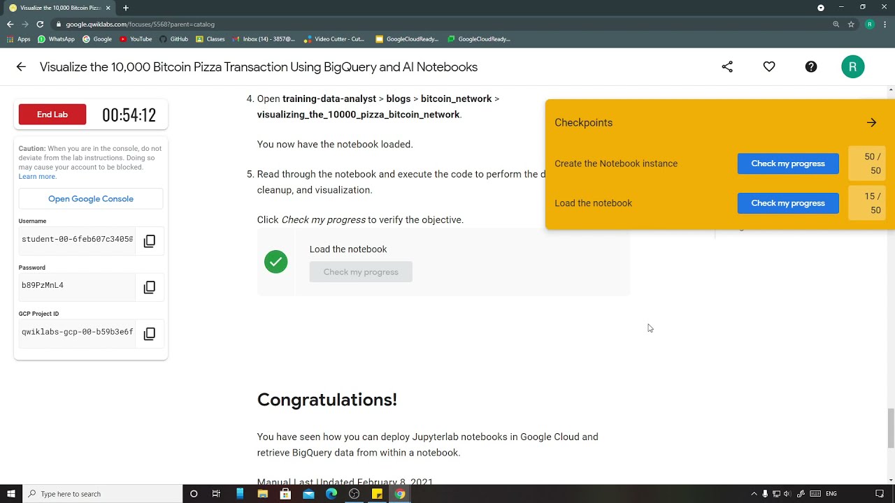 Visualize the 10,000 Bitcoin Pizza Transaction Using BigQuery and AI  Notebooks | Qwiklabs [GSP604]