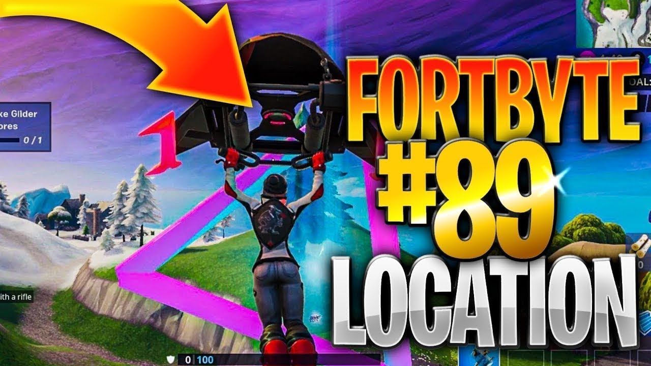 Fortnite Fortbyte #89 Location - Accessible flying Scarlet Strike Glider rings east of Snobby Shores