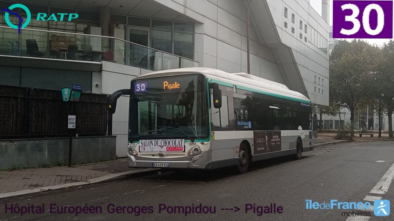 Bus 30 RATP - GX337 Hybride N°1261 Hôpital Européen Georges Pompidou --- Pigalle