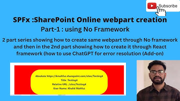 SPFx : How to Create webpart using SPFx for SharePoint Online. Part-1 using No Framework