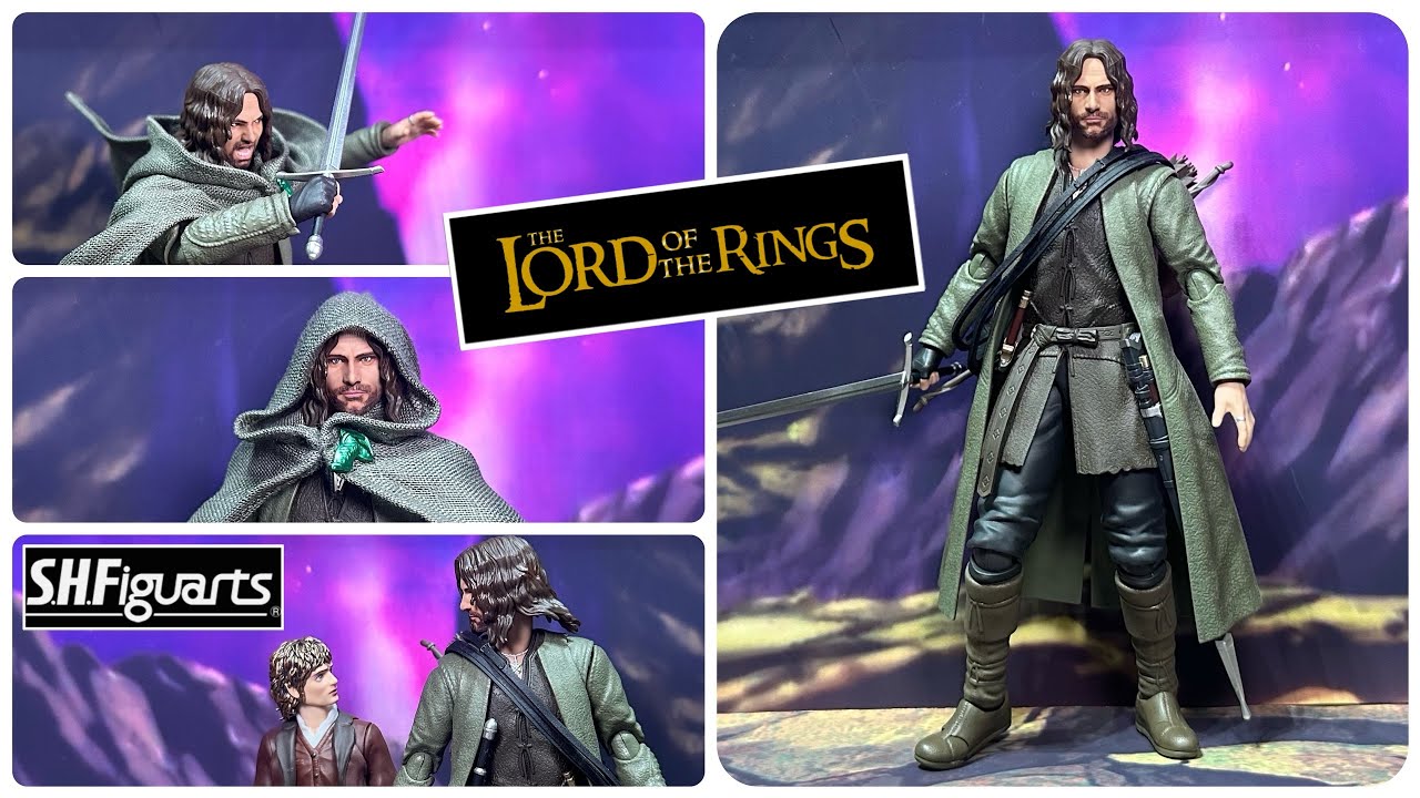 TAMASHII NATIONS S.H. Figuarts Aragorn – Le Seigneur Des Anneaux – Figurine D’Action Pré-Peinte 15,5 Cm Avec Cape En Tissu Et Accessoires
