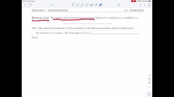 Linear Algebra 2 - 1.2.2 - Homogeneous Linear System and Subspaces (Video 2)