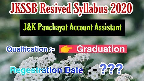 Jkssb Panchayat Accounts Assistant Revised Syllabus !! JKSSB JOBS 2020