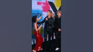BTS REACTION WHEN THE INTERVIEWER GIRL HUGS RM #btsshorts #shorts #rm