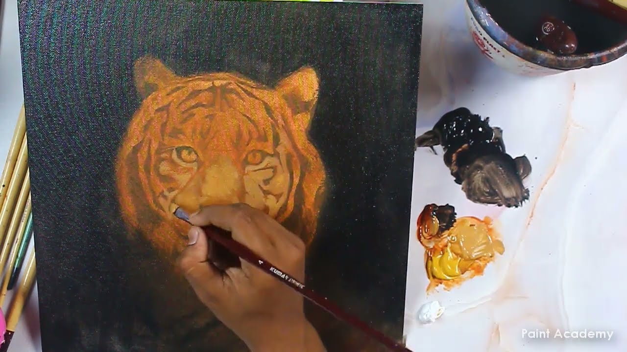 How to Paint Realistic Tiger Face in Acrylic | step by step