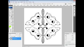 9 Dots in 2 rows 7 To 1 Straight Dot Butterflies Rangoli kolam muggulu design PHOTOSHOP CS3 tutorial screenshot 2