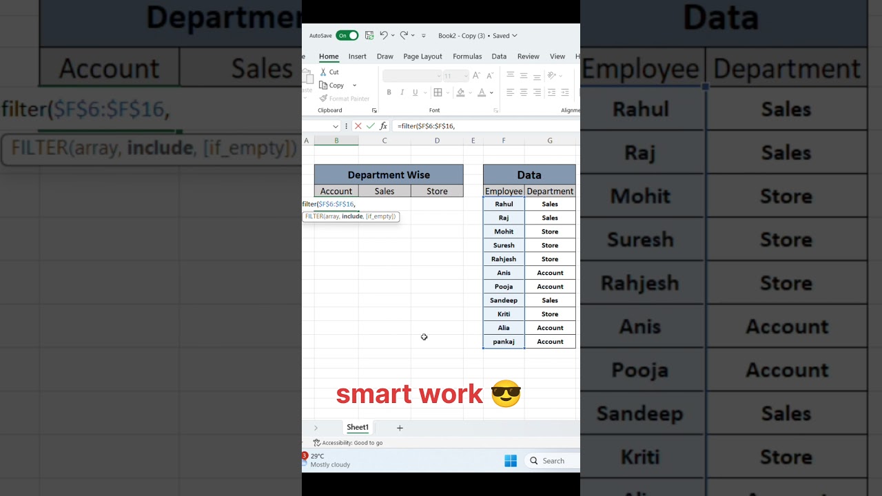 excel filter function use | #excel #excelchart #exceltips #exceltricks #excelvisualization #filter