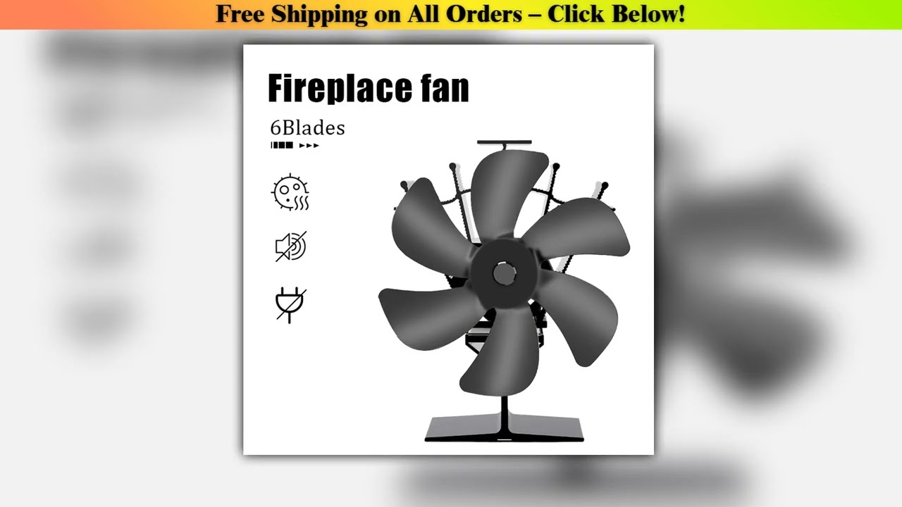Heat Powered Stove Fan Eco Quiet Black 6 Blades Log Wood Burner Fireplace Fan Winter Warmer Home Ef