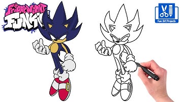 How To Draw Dark Sonic (Super Sonic Smackdown) | Como Dibujar Friday Night Funkin FNF Step By Step