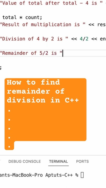 Find remainder of the division operation in C++ - YouTube