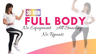 🔥30 Minute FULL BODY WORKOUT for women- NO REPEATS - No Equipment - NO JUMPING #over50 #fabfit50plus