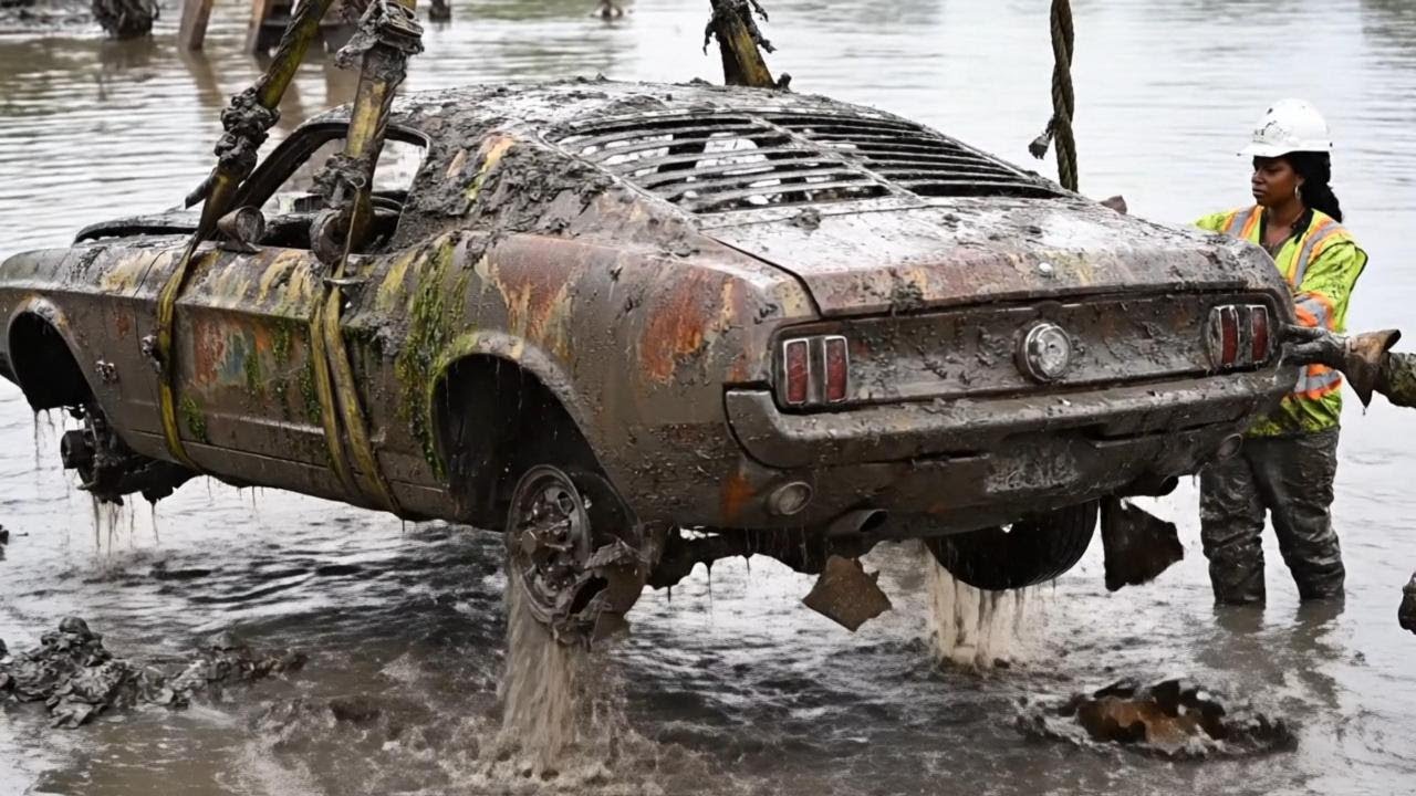 Ford Mustang Fastback (1969) Found Underwater — Crane Recovery & Full Restoration | Lost Machines