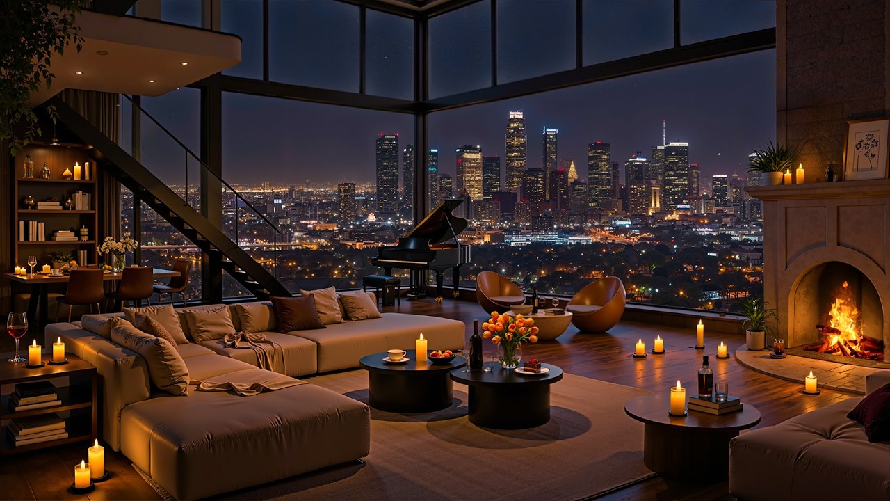 Peaceful Night Vibes in Los Angeles 🌃 Luxury Apartment with Smooth Jazz Saxophone for Relax & Sleep