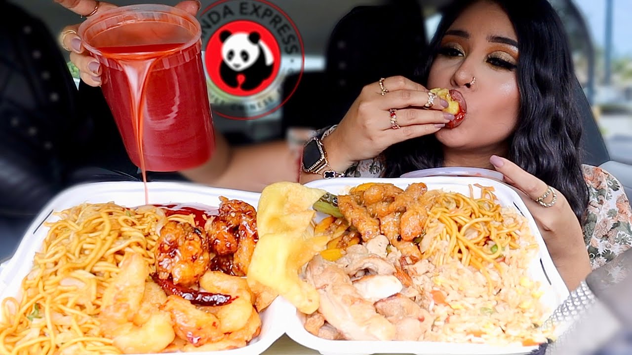 PANDA EXPRESS MUKBANG! NEW HOT ORANGE CHICKEN, HONEY WALNUT SHRIMP, SESAME CHICKEN CHINESE FOOD