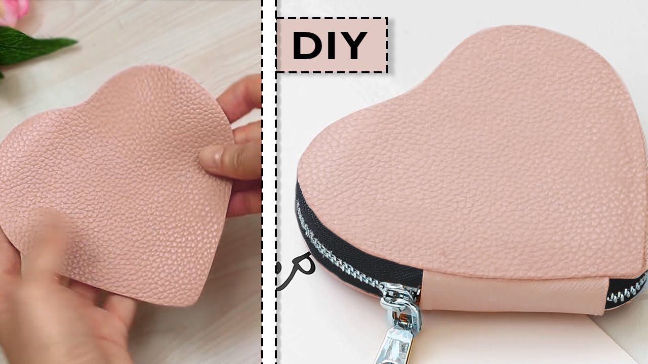 DIY HEART-SHAPED POUCH BAG, Valentine's bag  วิธีการทำกระเป๋าทรงหัวใจ 