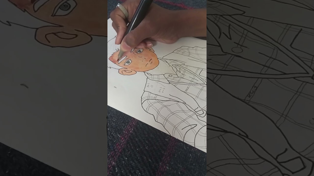 Draw ghibli style photo with marker 