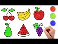 How to draw fruits  drawing coloring and painting for kids  chiki art